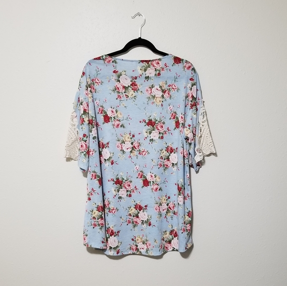 Umgee L Floral Crocheted Lace Tunic Short Dress - Picture 2 of 6